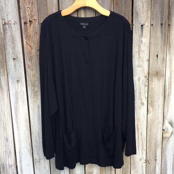 J. Jill Wearever Collection Two Button Crewneck Cardigan Black 4X - Picture 13 of 13